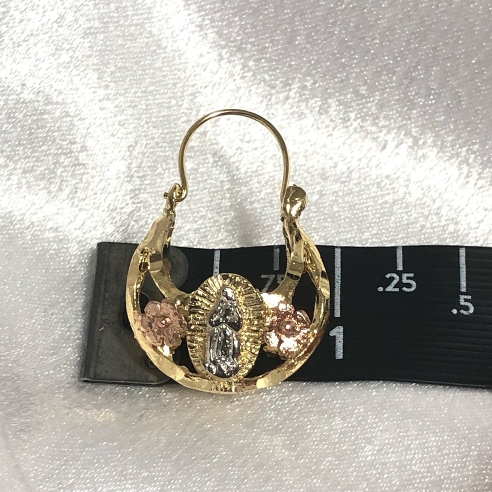 14k Gold Filled Virgin Guadalupe/Virgen Guadalupe Basket Earrings - Picture 12 of 15
